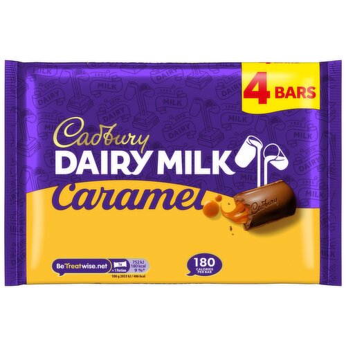 Cadbury Dairy Milk Caramel Chocolate Bar 4 Pack Multipack 148 g