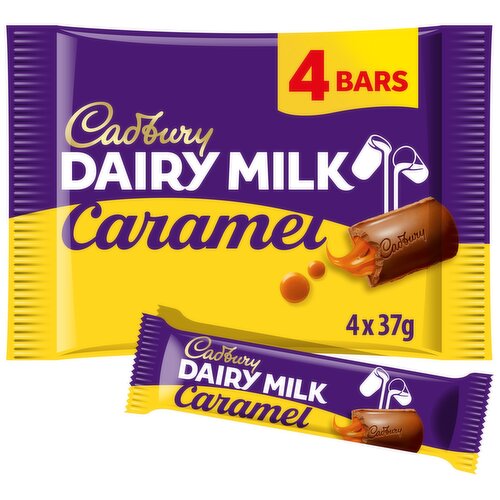 Cadbury Dairy Milk Caramel Chocolate Bar 4 Pack Multipack 148g (4 x 37g)