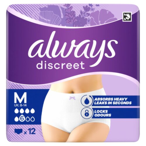 Always Discreet Incontinence Pants Women, Normal, M, 12 Pants