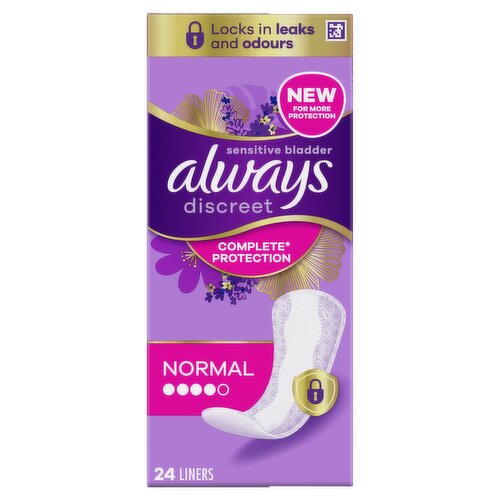 Always Discreet Incontinence Liners Normal 24 Panty Liners