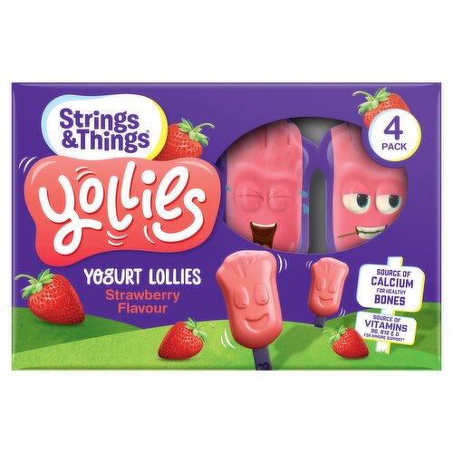 Strings & Things Yollies Yogurt Lollies Strawberry Flavour 100g (4 x 25g)