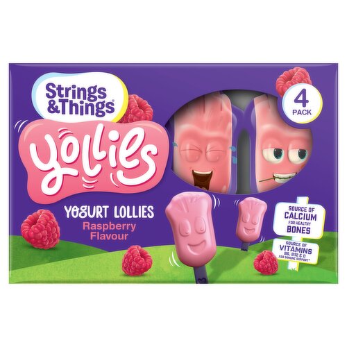 Strings & Things Yollies Yogurt Lollies Raspberry Flavour 100g (4 x 25g)