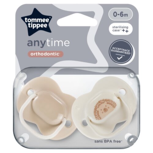 Tommee Tippee 2x Anytime Soother, 0-6 months, Symmetrical, BPA-Free Soothers