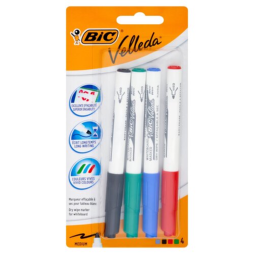 BIC Velleda 4 Medium Dry Wipe Marker for Whiteboard