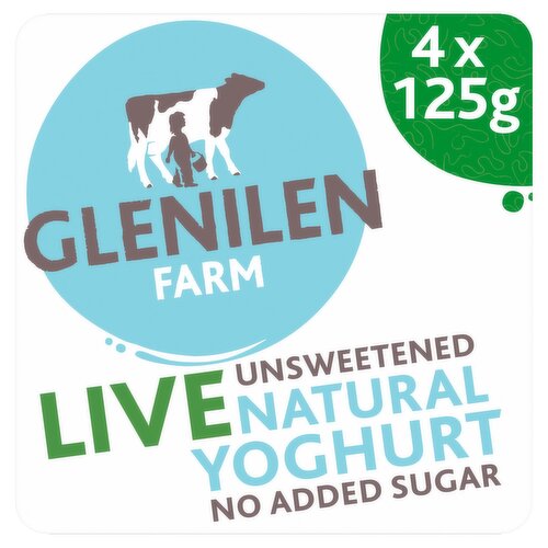 Glenilen Farm Live Natural Yoghurt Unsweetened 4 x 125g