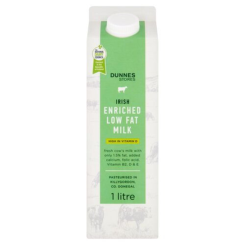 Dunnes Stores Irish Enriched Low Fat Milk 1 Litre