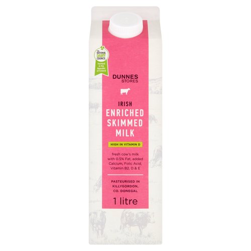 Dunnes Stores Irish Enriched Skimmed Milk 1 Litre