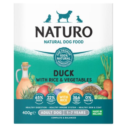 Naturo Natural Dog Food Duck with Rice & Vegetables Adult Dog 1-7 Years 400g