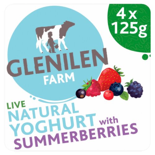 Glenilen Farm Live Natural Yoghurt with Summerberries 4 x 125g