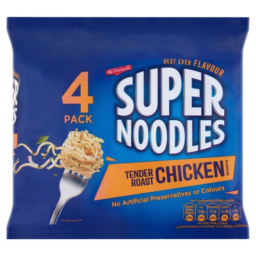McDonnells Super Noodles Tender Roast Chicken Flavour 4 x 85g (340g)