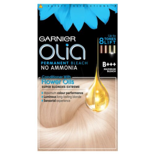 Olia B+++ Bleach Blonde: Maximum Lift, No Ammonia, Permanent Dye, for luminous, vibrant results.