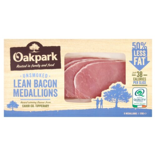 Oakpark 6 Unsmoked Lean Bacon Medallions 170g