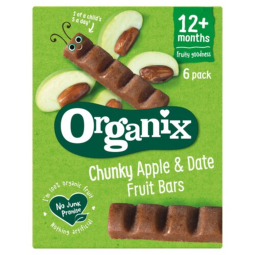 Organix Apple & Date Fruit Bars Toddler Snacks Multipack 6x17g 12 months+
