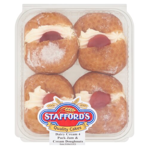 Stafford's 4 Dairy Cream Jam & Cream Doughnuts 210g