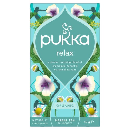 Pukka Organic Relax Tea With Chamomile 20 Home Compostable Herbal Tea Bags 40g