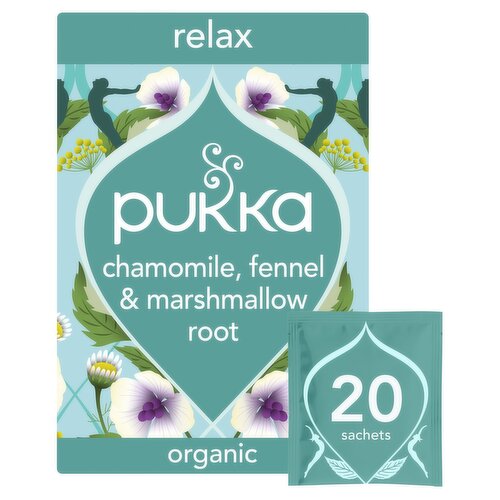 Pukka Organic Relax Tea With Chamomile 20 Home Compostable Herbal Tea Bags 40g