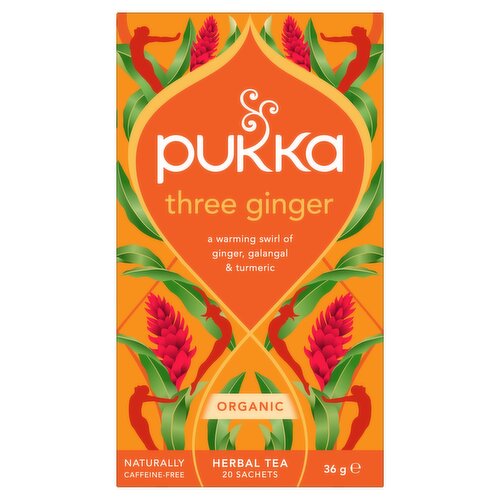 Pukka Organic Three Ginger Tea 20 Home Compostable Herbal Tea Bags
