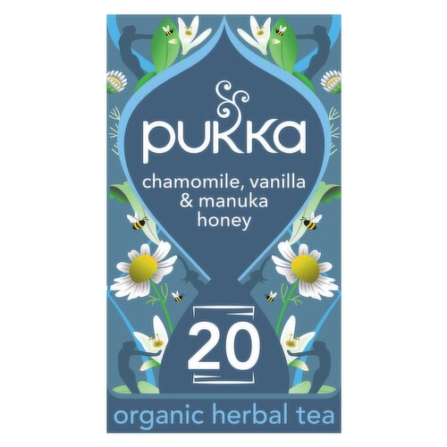 Pukka Organic Chamomile, Vanilla & Manuka Honey Tea 20 Home Compostable Herbal Tea Bags 32g