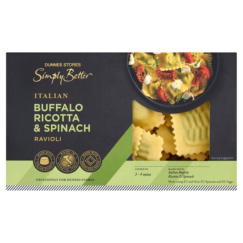 Dunnes Stores Simply Better Italian Buffalo Ricotta & Spinach Ravioli 250g