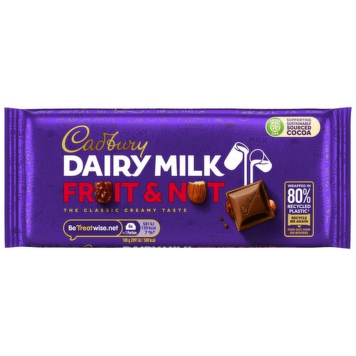 Cadbury Dairy Milk Fruit and Nut Chocolate Bar 110g