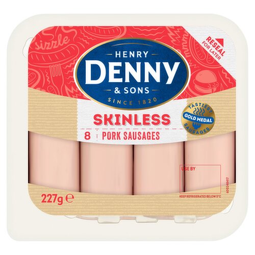 Henry Denny & Sons 8 Skinless Pork Sausages 227g