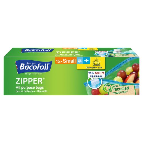 Bacofoil Zipper All Purpose Bags 1L Small Pack of 15