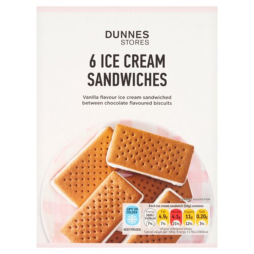 Dunnes Stores Ice Cream Sandwiches 6 x 50g (300g)