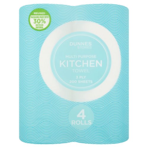 Dunnes Stores Multi Purpose Kitchen Towel 3 Ply 4 Rolls
