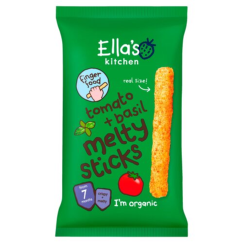 Ella's Kitchen Organic Tomato and Basil Melty Sticks Baby Snack 7+ Months 16g