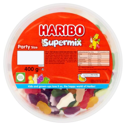 HARIBO Supermix Fruit & Milk Flavoured Jelly & Foam Sweets Tub 400g