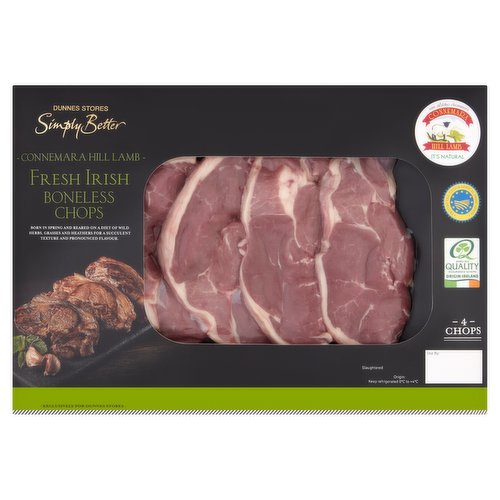 Dunnes Stores Simply Better Connemara Hill Lamb 4 Fresh Irish Boneless Chops 400g