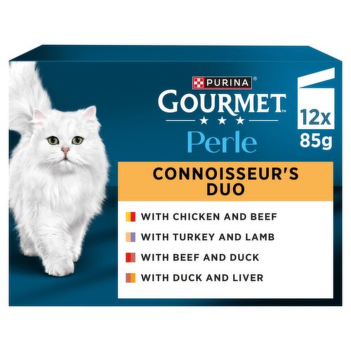 GOURMET Perle Mini Fillets in Gravy Connoisseur's Duo Wet Cat Food 12x85g