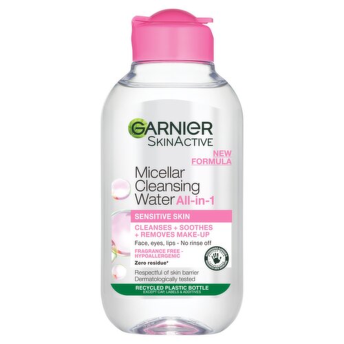 Garnier Micellar Water, Gentle face cleanser & Makeup Remover for Sensitive Skin, Travel Size 100ml