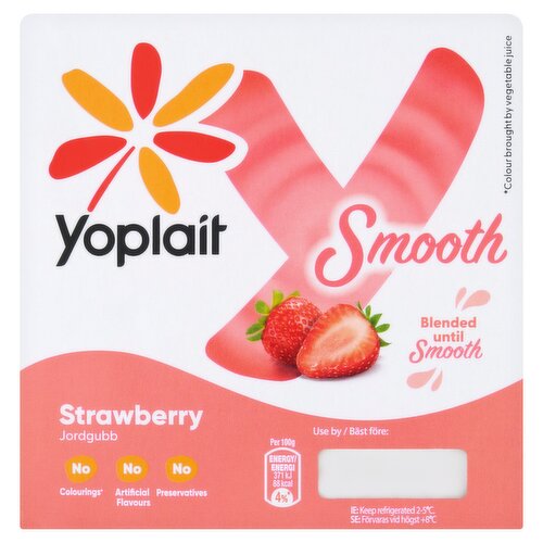 Yoplait Smooth Strawberry Yogurts 4 x 125g (500g)