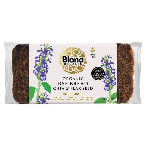 Biona Organic Rye Bread Chia & Flax Seed Sourdough 500g
