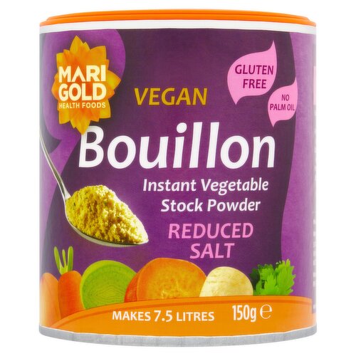 Marigold Health Foods Reduced Salt Vegan Bouillon Instant Vegetable Stock Powder 150g
