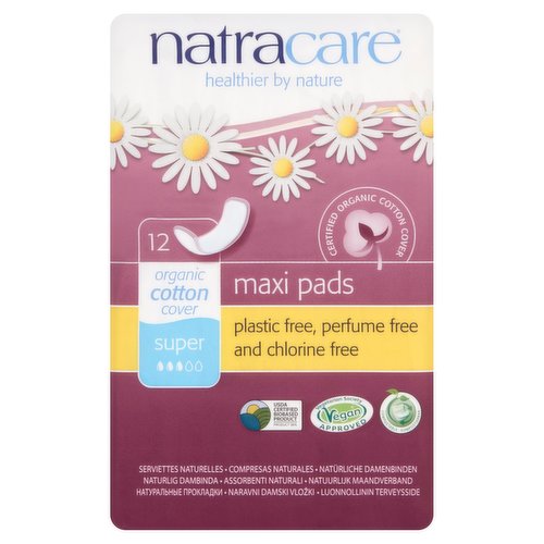 Natracare 12 Organic Cotton Cover Super Maxi Pads