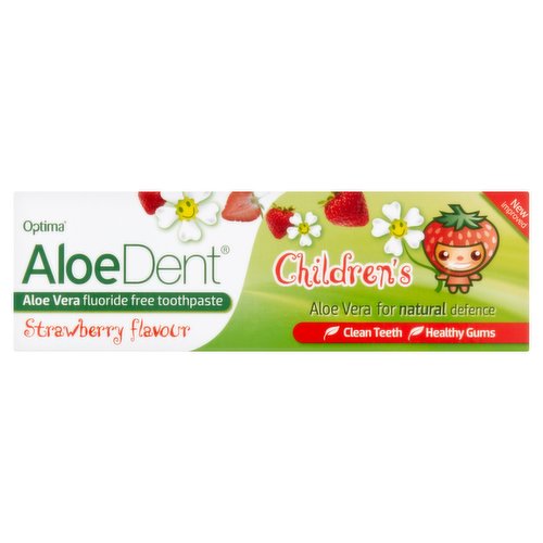 AloeDent Children's Strawberry Flavour Aloe Vera Flouride Free Toothpaste 50ml