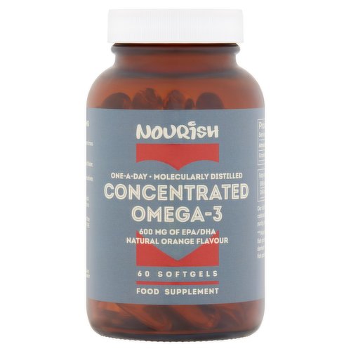 Nourish Concentrated Omega-3 of EPA/DHA Natural Orange Flavour 600mg 60 Softgels