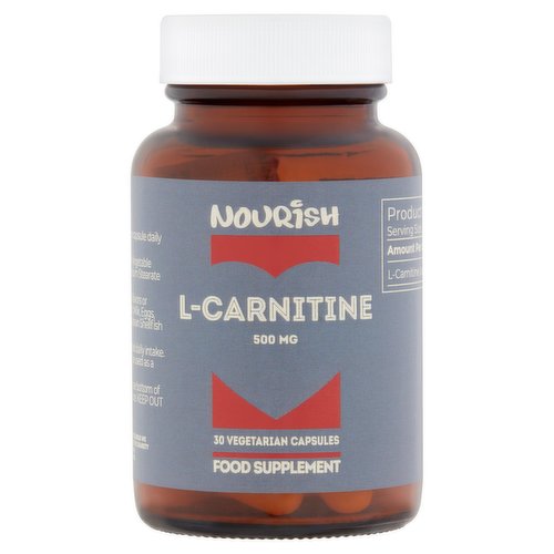 vegetarian l carnitine Nourish L-Carnitine 500mg 30 Vegetarian Capsules