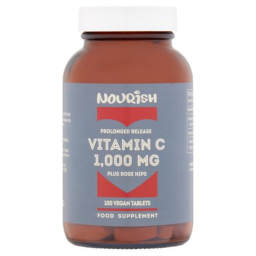 Nourish Vitamin C 1,000 mg Plus Rose Hips 100 Vegan Tablets