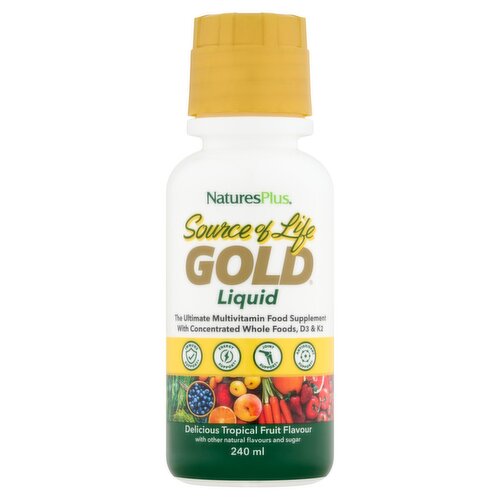 NaturesPlus Source of Life Gold Liquid Delicious Tropical Fruit Flavour 240ml