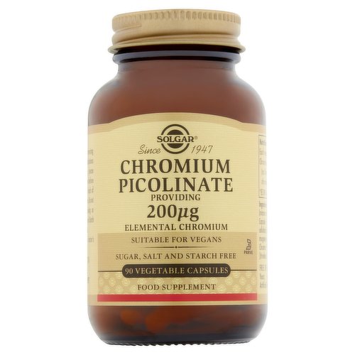 Solgar Chromium Picolinate Providing 200μg Elemental Chromium 90 Vegetable Capsules
