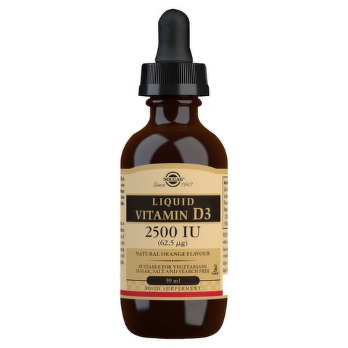 Solgar Liquid Vitamin D3 2500 IU Natural Orange Flavour 59ml