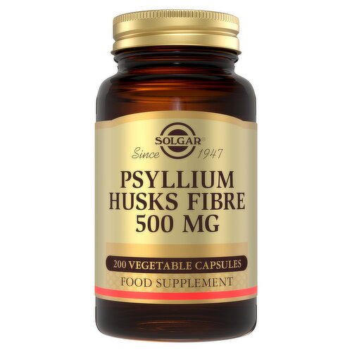 Solgar Psyllium Husks Fibre 500 mg 200 Vegetable Capsules Food Supplement