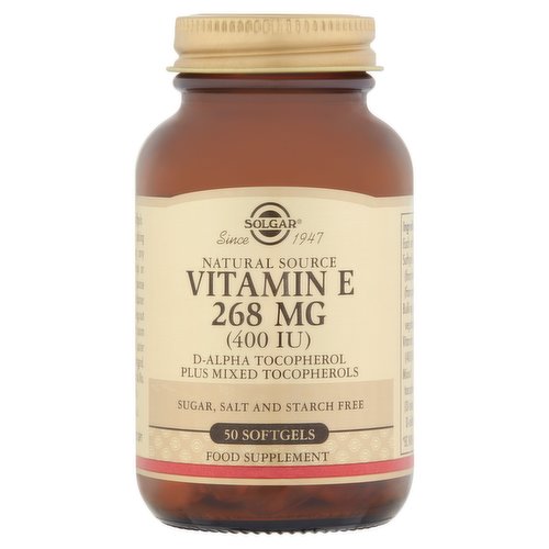 Solgar Natural Source Vitamin E 268 mg (400 IU) 50 Softgels