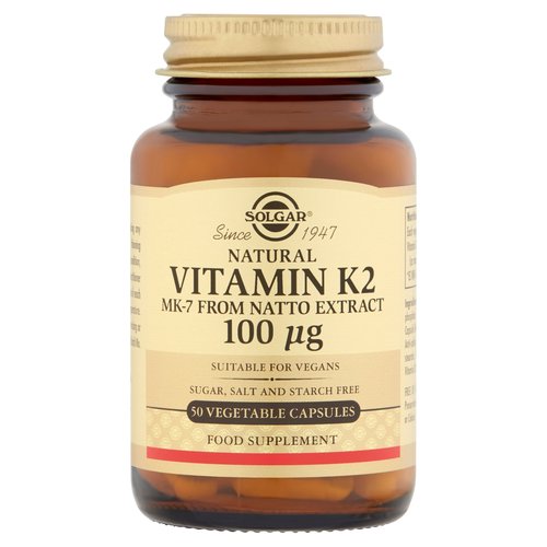 Solgar Natural Vitamin K2 100 µg 50 Vegetable Capsules