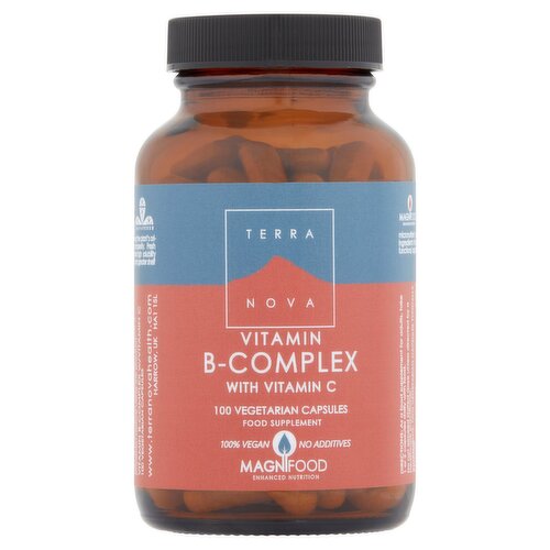 Terra Nova Vitamin B-Complex with Vitamin C 100 Vegetarian Capsules Food Supplement