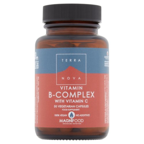 Terra Nova Vitamin B-Complex with Vitamin C 50 Vegetarian Capsules Food Supplement