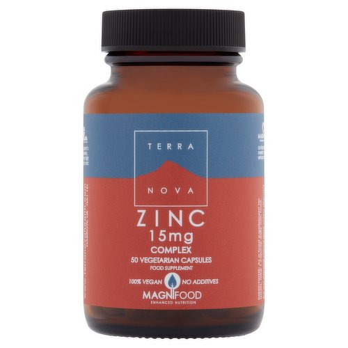 Terra Nova Zinc 15mg Complex 50 Vegetarian Capsules